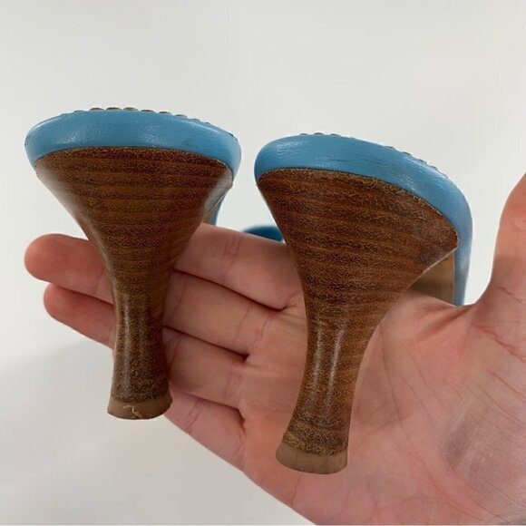 Franco sarto womens heels size 7 blue leather vintage y2k 90s bow - Picture 12 of 15